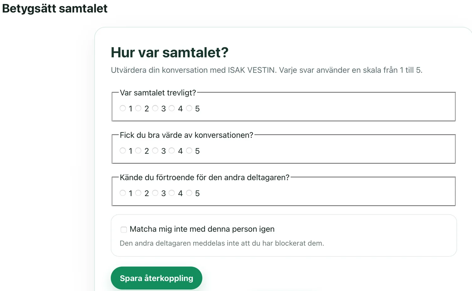 Feedback efter samtalet